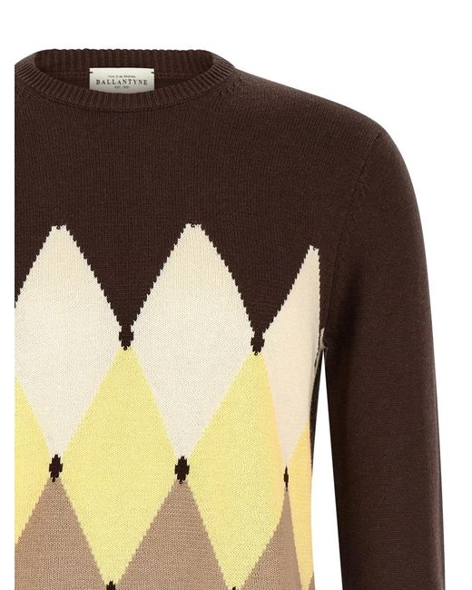 Ballantyne Brown Argyle Jacquard Sweater for men