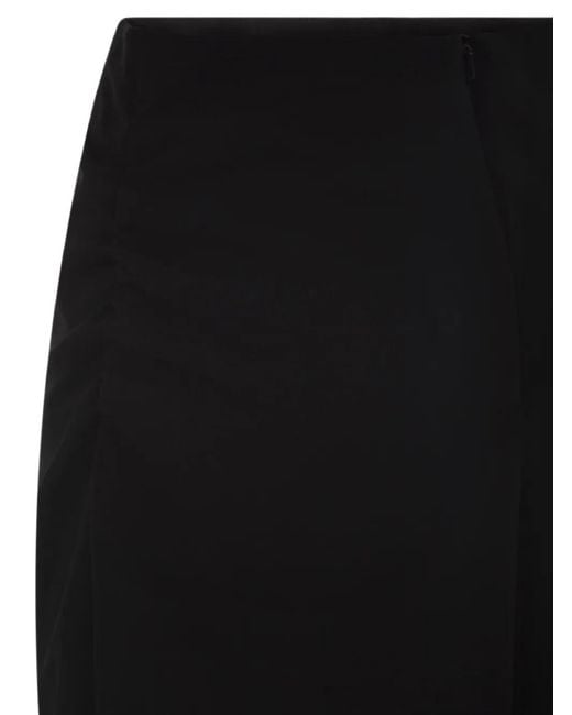 Max Mara Black Draped Pencil Midi Skirt
