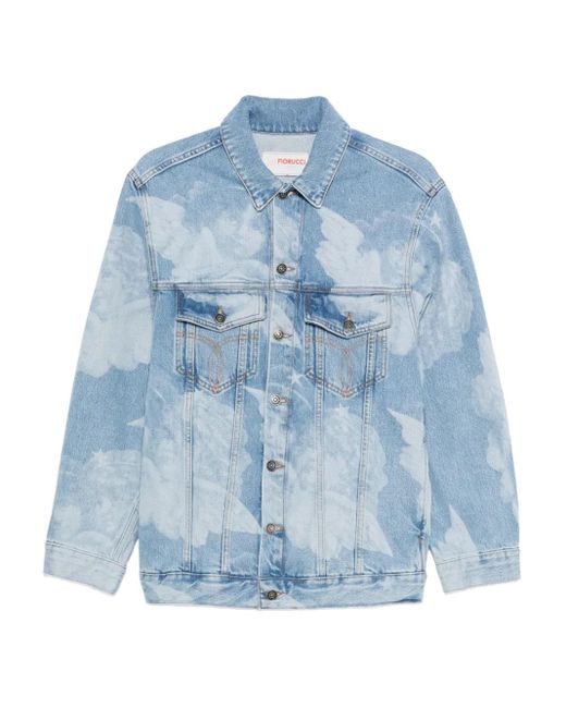 Fiorucci Blue Cloud-Print Denim Jacket
