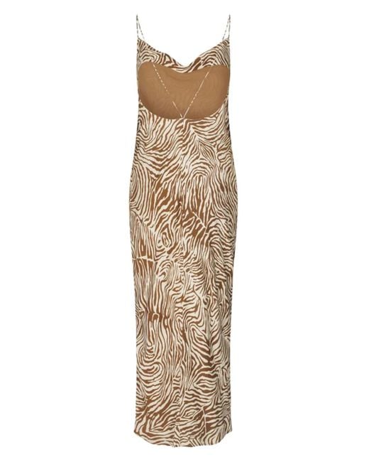 Samsøe & Samsøe Natural Zebra-Print Cowl-Neck Dress