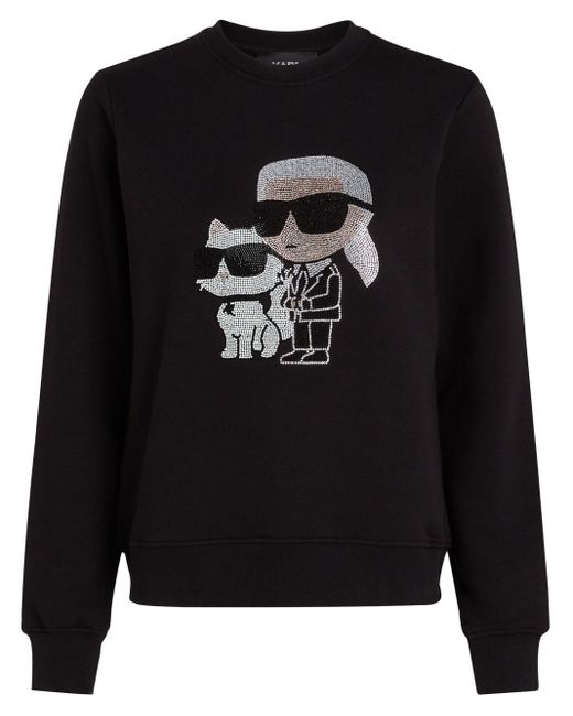 Karl Lagerfeld Black Ikonik 2.0 Sweatshirt mit Strass