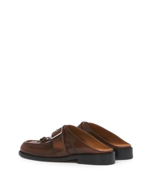 Marni Brown Leather Bambi Buckle-Sabots