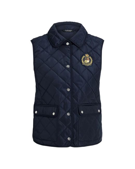 Ralph Lauren Blue Quilted Crest-Patch Gilet