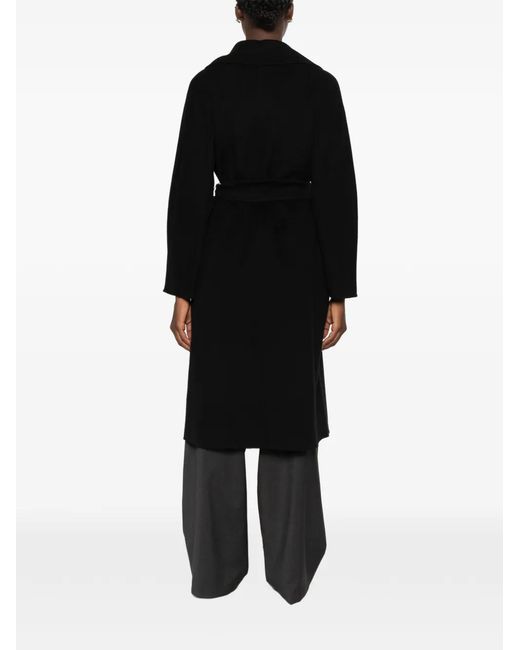Max Mara Black Belted Wide-Lapel Coat