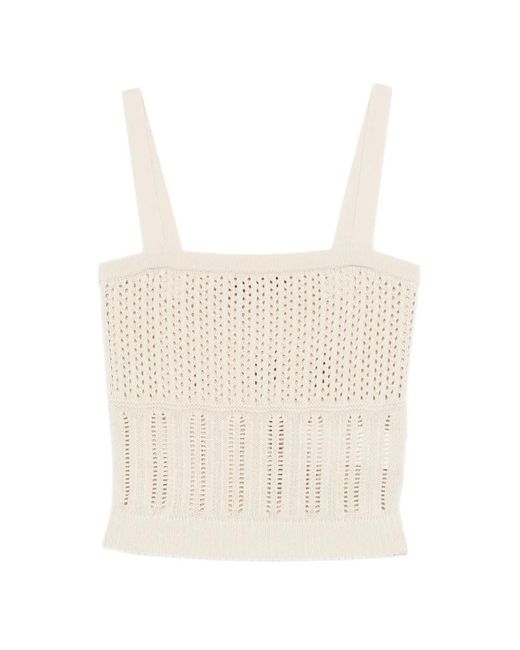 Max Mara White Open Stitch Top