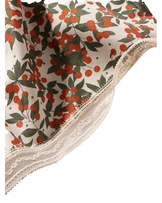 Eres White Cherry-Print Lace-Trim Pajama Shorts