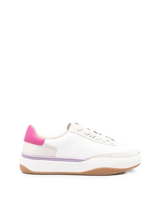 Geox White Dynamia Low-Top Sneakers