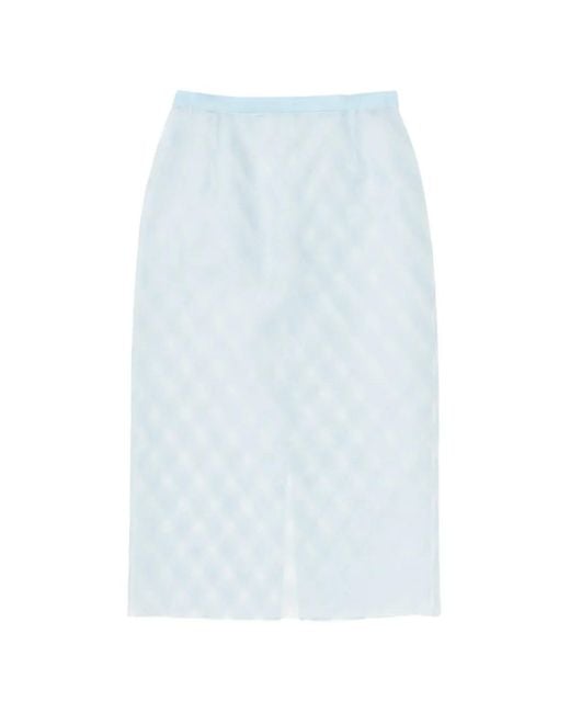 Auralee Blue Silk Midi Skirt