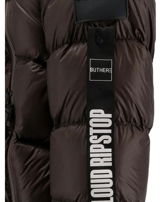 OUTHERE Brown Zip-Up Hooded Padded Jacket for men