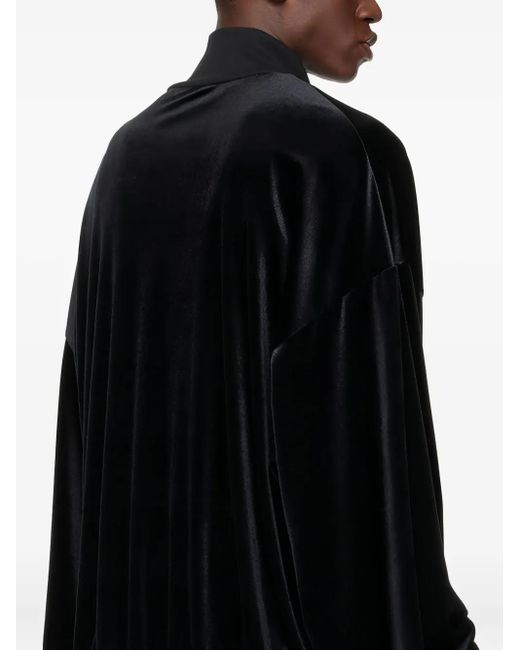 Fumito Ganryu Black Zip-Up Velvet Bomber Jacket for men
