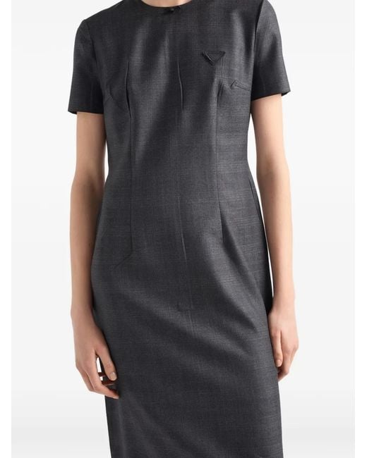 Prada Black Checked Wool Dress