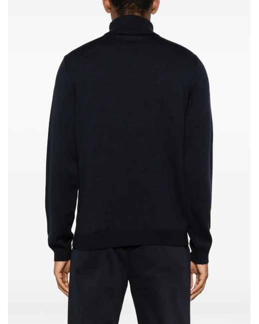 Roberto Collina Black Turtleneck Merino Wool Sweater for men