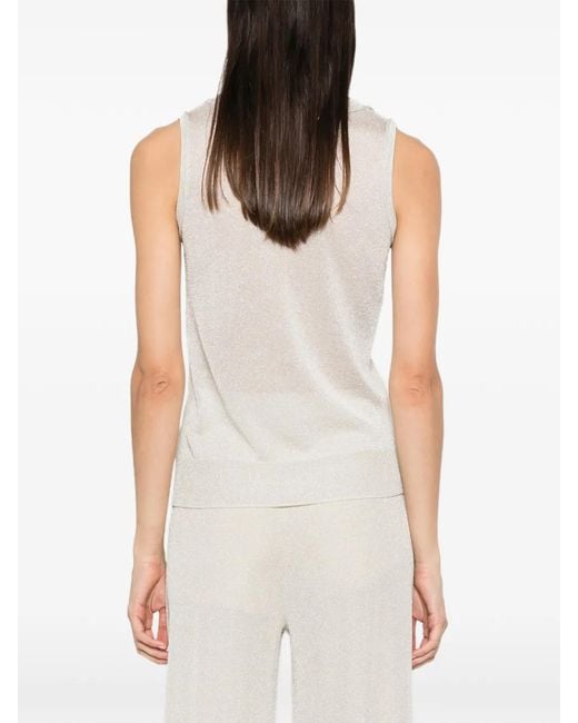 Nenette White Metallic-Effect Tank Top