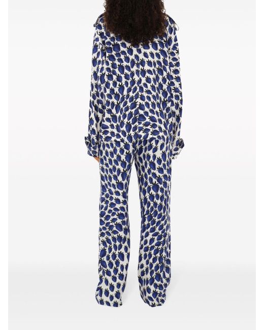Burberry Blue All-over Print Trousers