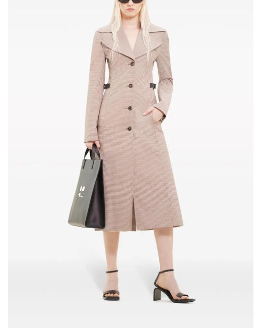 Courreges Natural Checked Wool Long Coat
