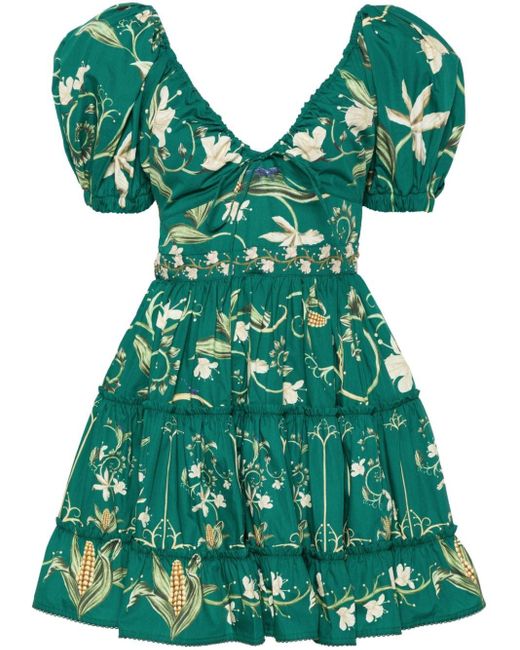 Agua Bendita Green Manzanilla Esmeralda Floral-print Dress