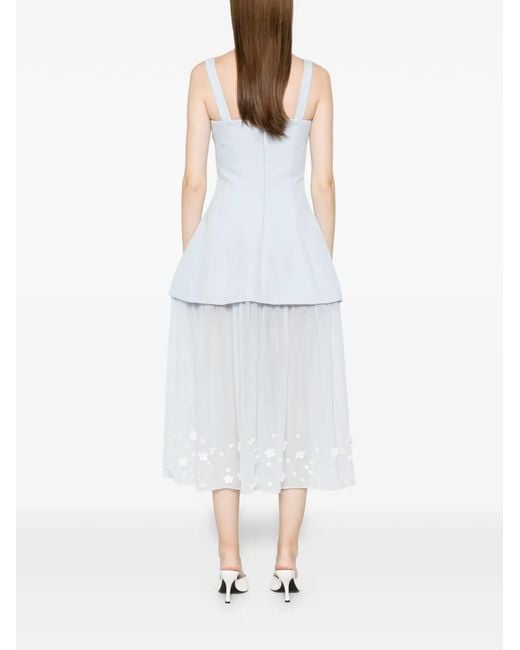 Stine Goya White Floral-Appliqué Midi Dress