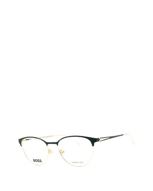 Boss White Round-Frame Glasses
