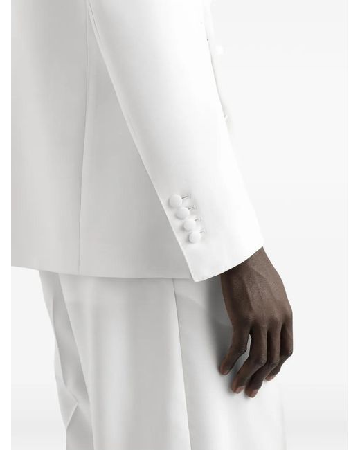 Dolce & Gabbana White Double-Breasted Brooch Jacket for men