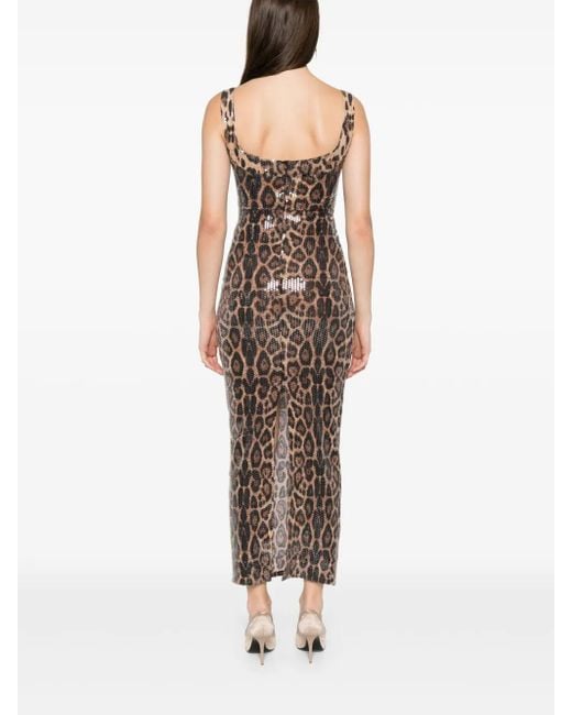 Atu Body Couture Brown Leopard-Print Midi Dress