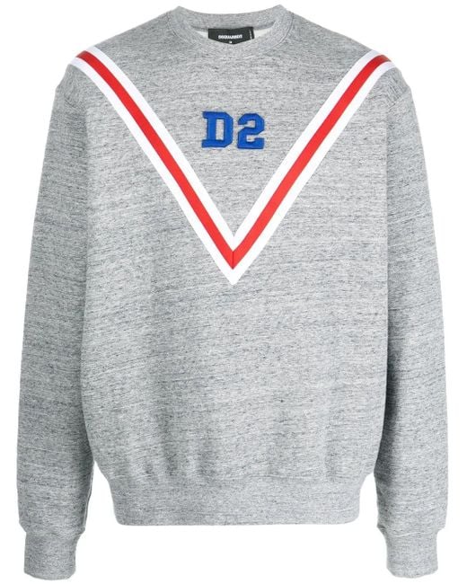 DSquared² Gray Logo-Embroidered Cotton Sweatshirt for men