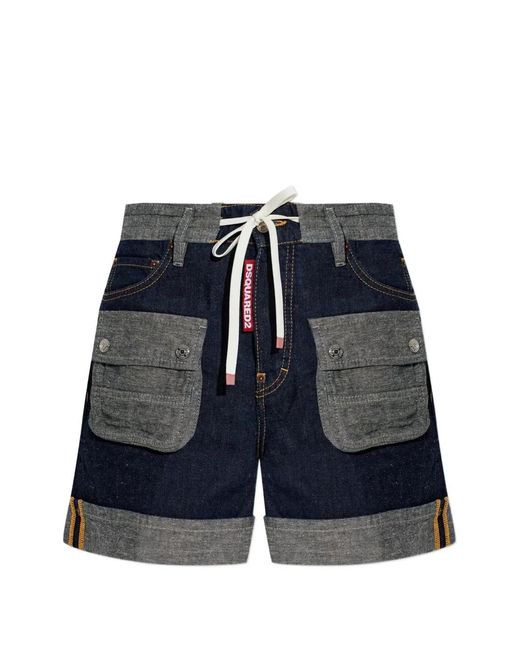 DSquared² Blue Pocket Drawstring Cargo Shorts
