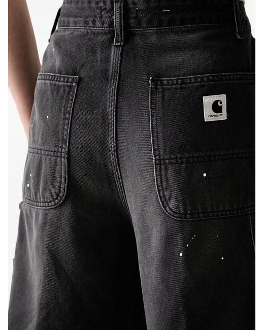 Carhartt Black Paint-Splatter Carpenter Shorts