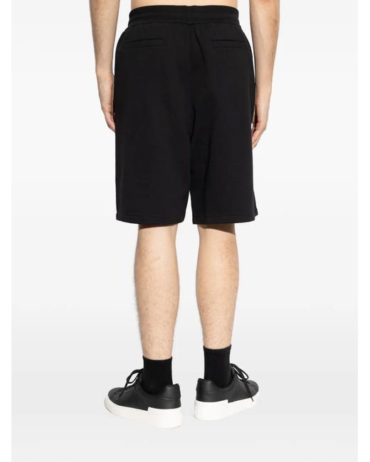 Balmain Black Logo-Print Drawstring Shorts for men