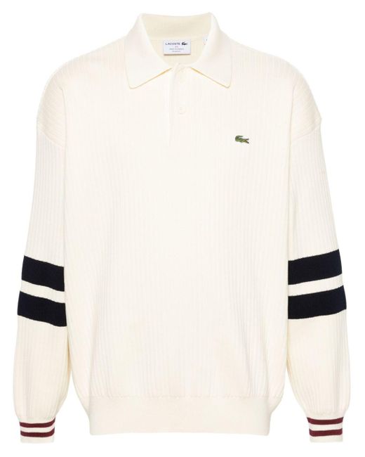 Lacoste Natural Logo-patch Ribbed Polo Jumper for men