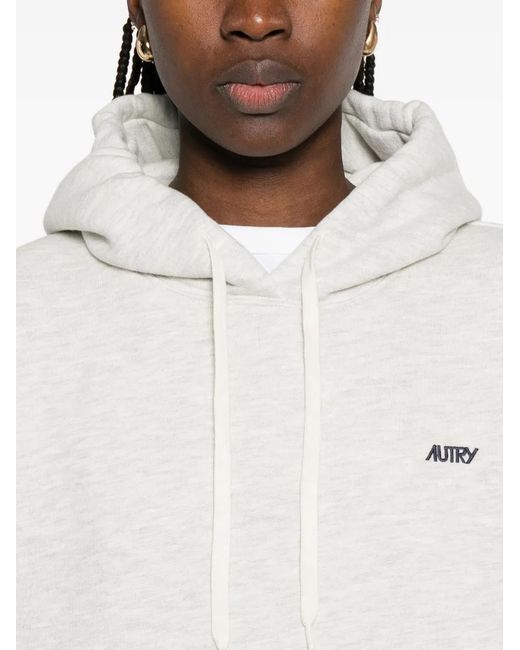 Autry White Logo-Embroidered Hoodie