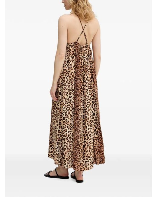 Lola Casademunt Natural Leopard-Print Maxi Dress