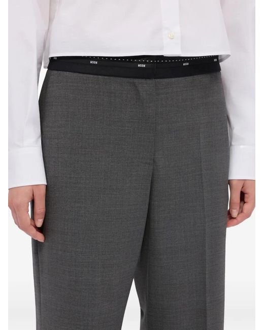 Pantalon Ample À Taille À Logo MSGM en coloris Gray