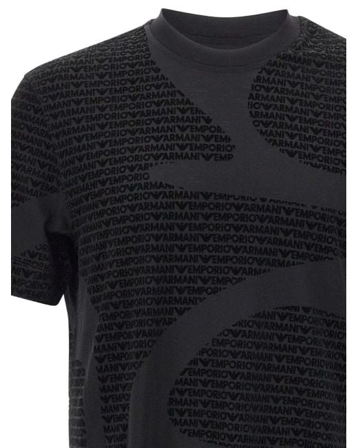 Camiseta con logo estampado Emporio Armani de hombre de color Black
