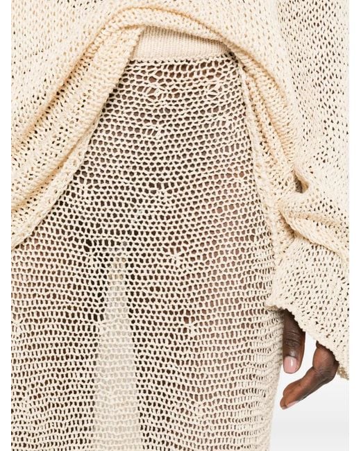 Khaite White Inaya Crochet-Knit Midi Skirt
