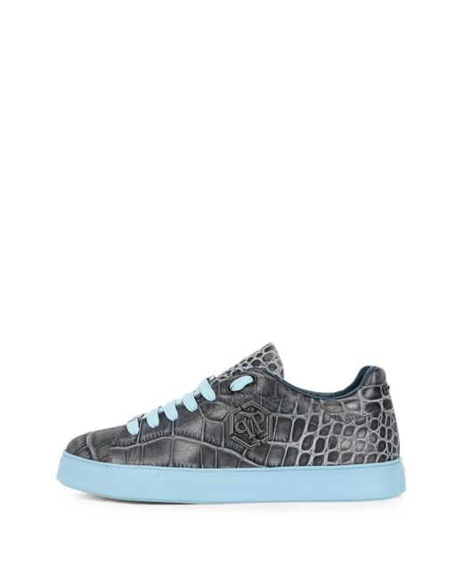 Philipp Plein Blue Low-Top Sneakers Cocco Hexagon