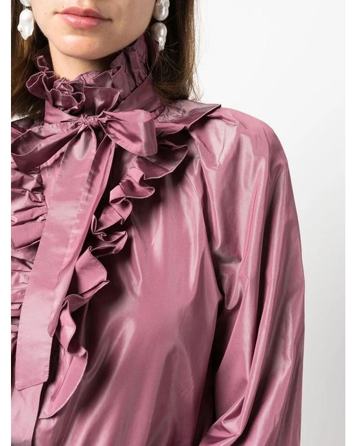 Alberta Ferretti Pink Ruffled Long-Sleeve Shirt