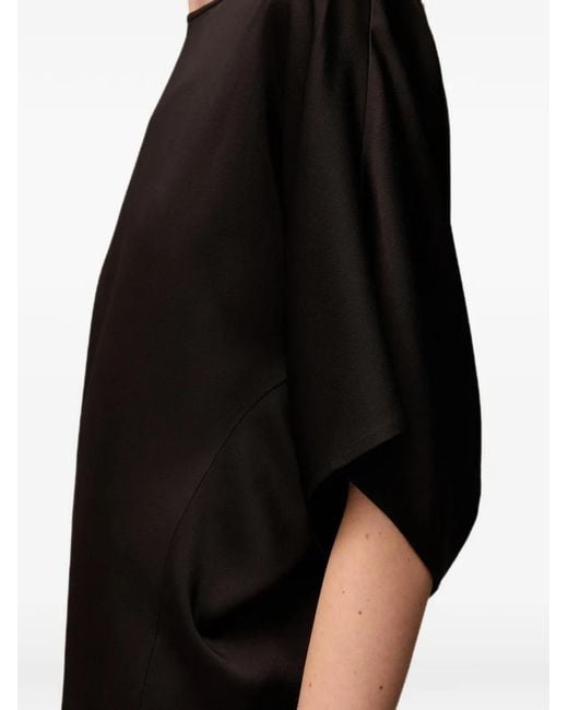 RETORI Black Satin Keyhole-Back Blouse