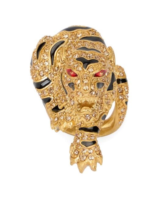 Roberto Cavalli Metallic Tiger Crystal-Embellished Ring