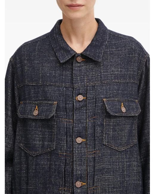 Visvim Blue Tweed-Effect Button-Up Jacket