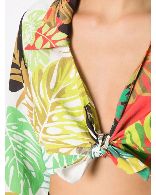 Amir Slama Multicolor Palm Leaf Print Shirt