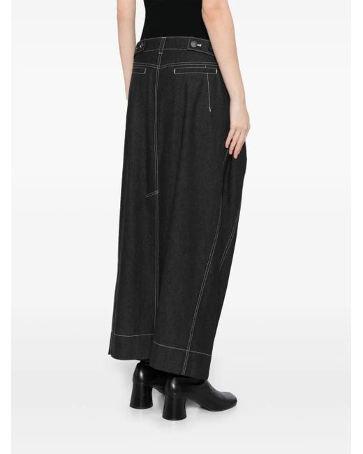 Low Classic Black Double Waist Maxi Denim Skirt