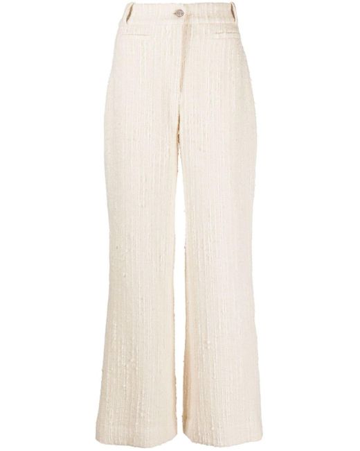 Ba&sh White Amour Tweed Straight-leg Trousers