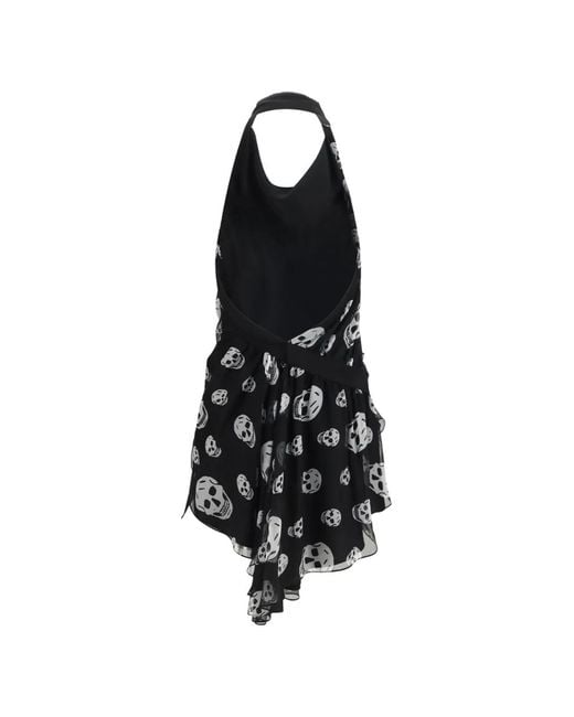 McQueen White Skull-Print Halterneck Blouse