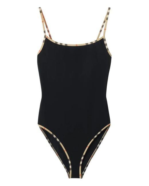 Costume Intero Con Bordo A Quadri di Burberry in Black