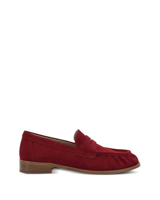 strategia shoes Red Suede Penny Loafers