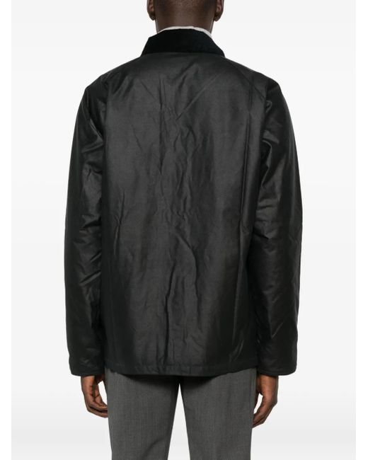 Barbour Black Corduroy-Collar Flap-Pocket Jacket for men