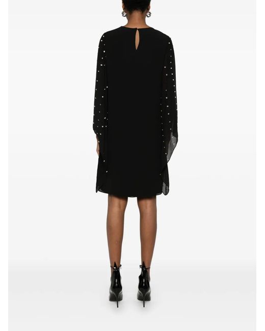 Nissa Black Crystal-Embellished Mini Dress