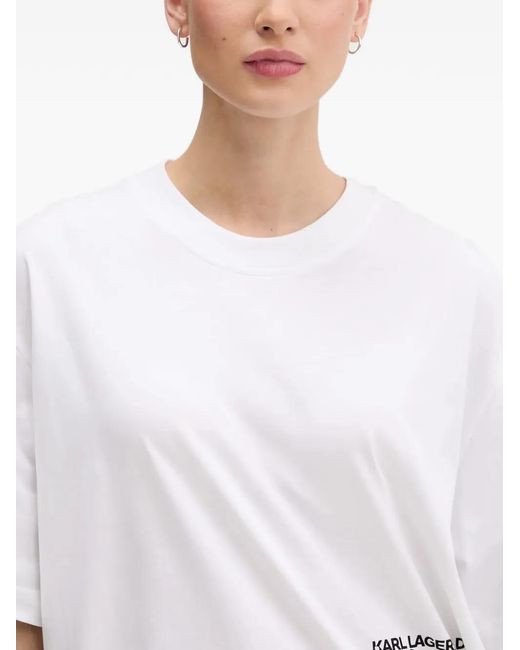 Karl Lagerfeld White T-Shirt À Fentes Latérales