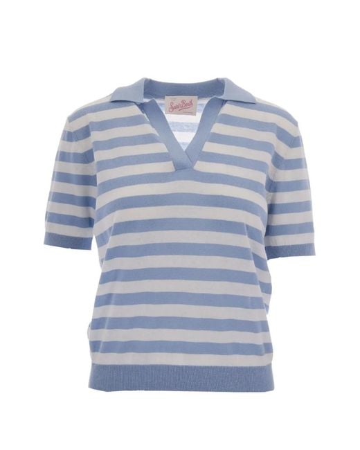 Mc2 Saint Barth Blue T-Shirt Evonne À Rayures