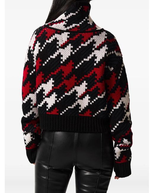Perfect Moment Black Houndstooth Roll-Neck Sweater